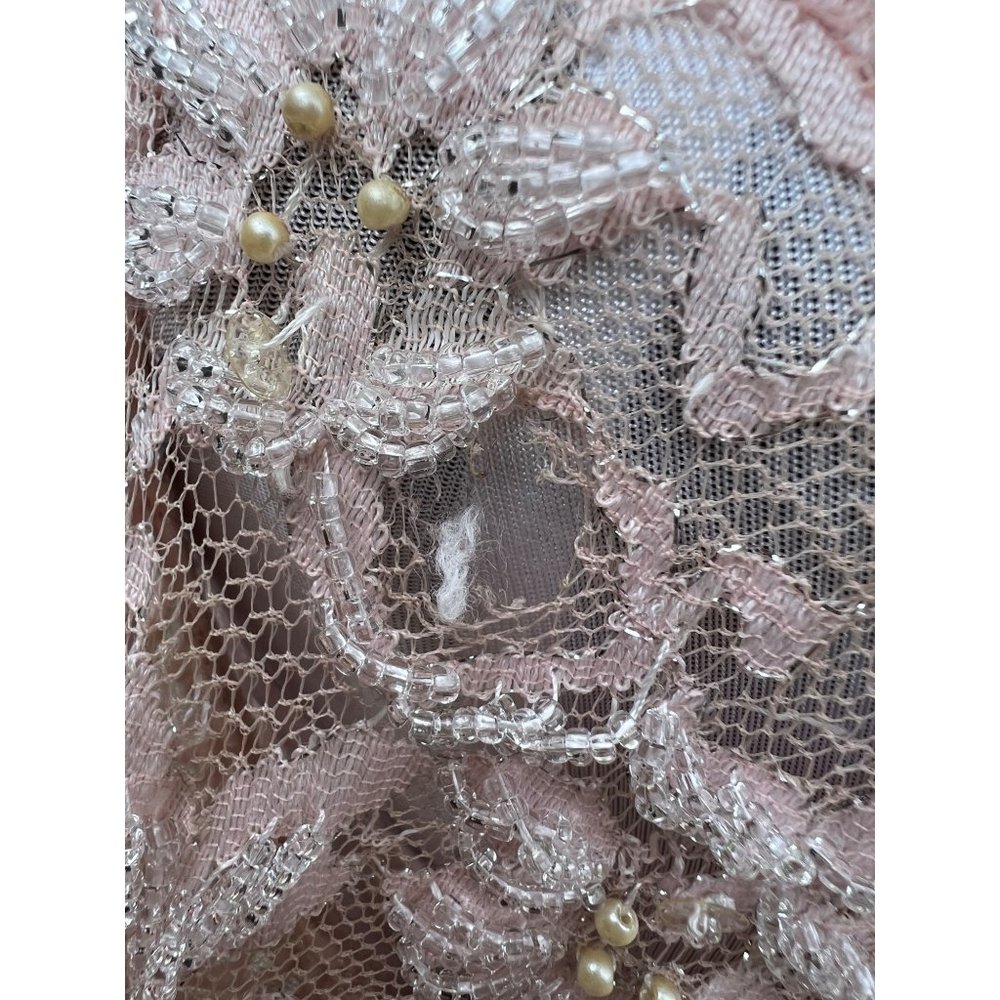 Vintage Heavily Beaded Pearl and Rhinestone evening gown 1980s - Picture 5 of 6